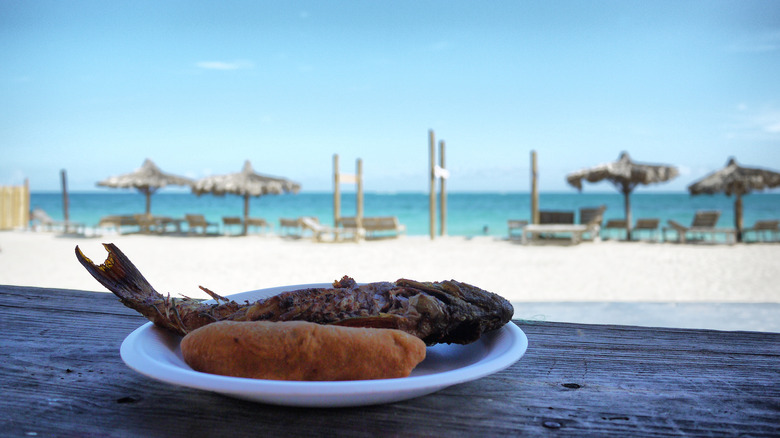 food plate on Hellshire Beach