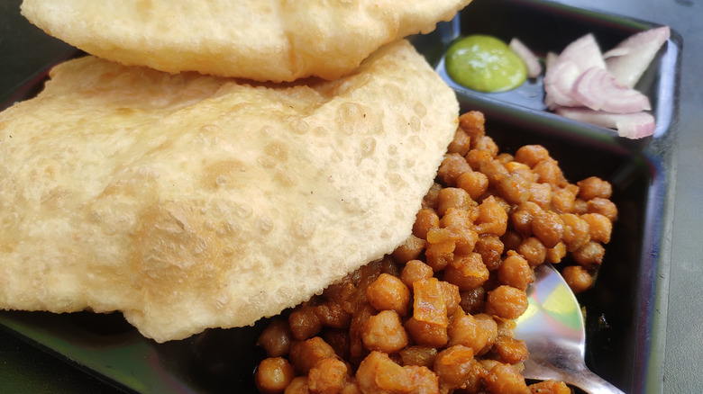 Chole Bhature, a popular breakfast dish in Delhi.