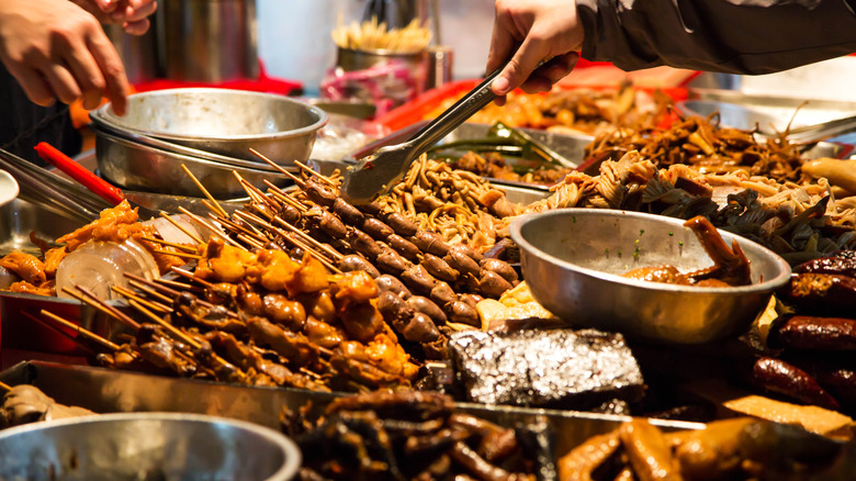 Meat skewers at Raohe Night Market, Taipei.