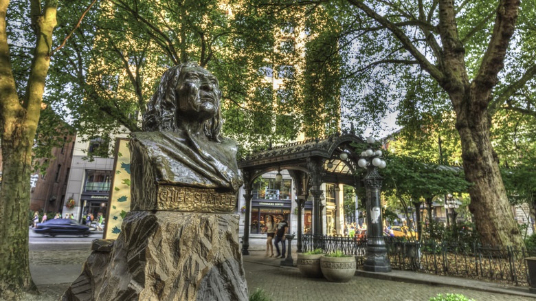 Chief Seattle bust in Pioneer Square