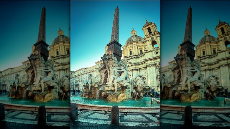 Quattro Fiumi and obelisk before St. Agnes' Church