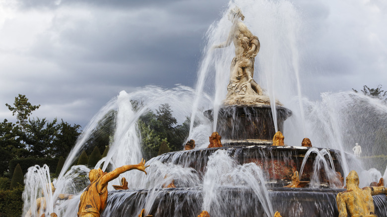 Latona fountain against gray sky