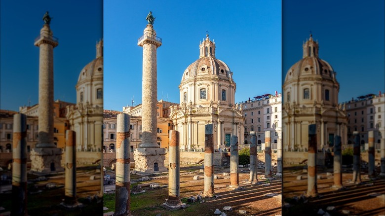 Trajan's column and most holy name of mary's dome