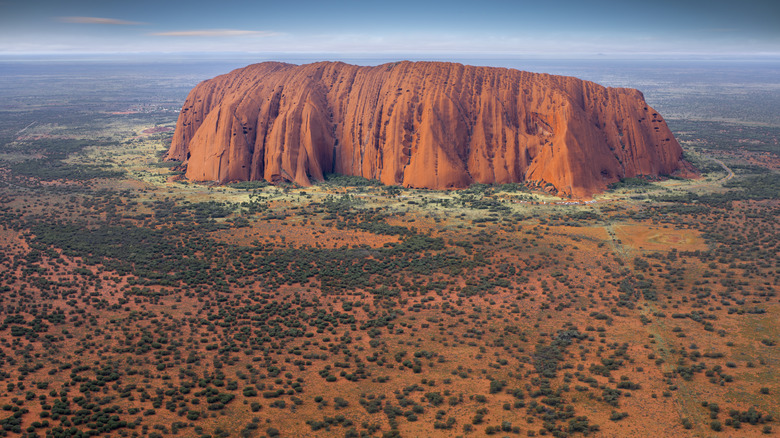 An aerial shot of Uluru / Ayres Rock.