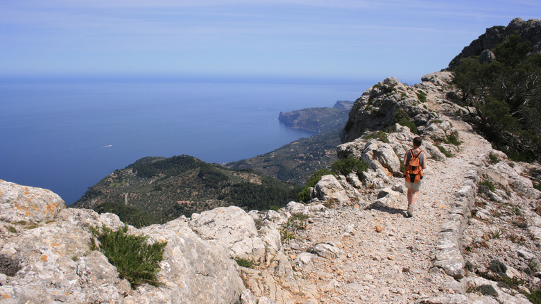 A hiker near Tramuntana in Mallorca