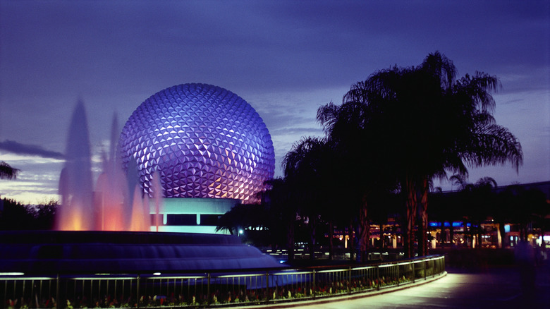 Geosphere at Epcot during night time