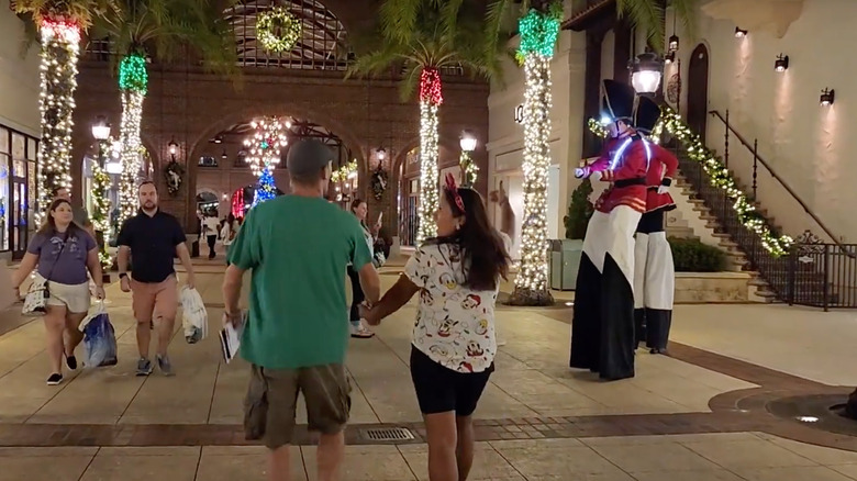 Holiday decor at Disney Springs shopping center