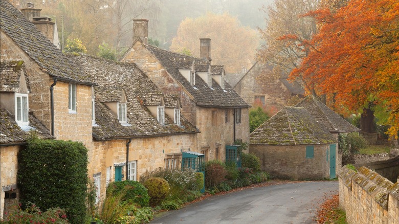 Cottages in the fog