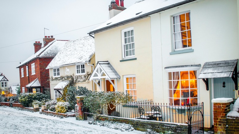 Cottages covered in snow