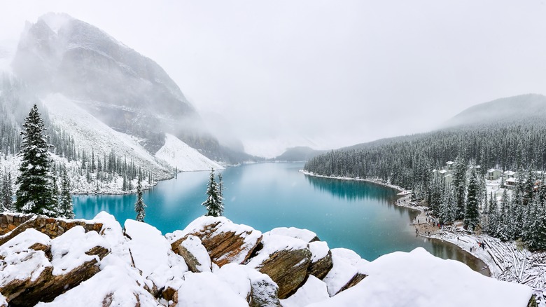 Moraine Lake in the snow