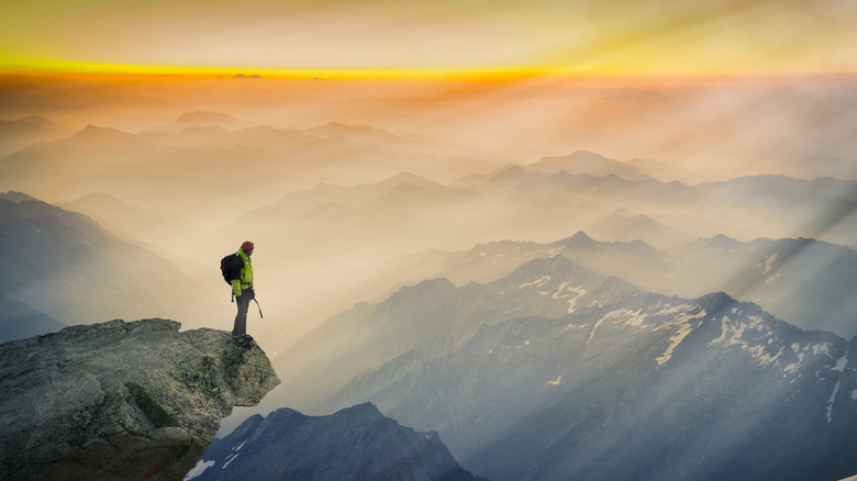 Man hiking at high altitudes