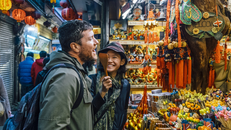 Couple at a street market