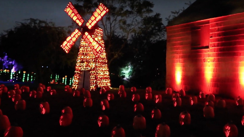 Windmill made of carved pumpkins