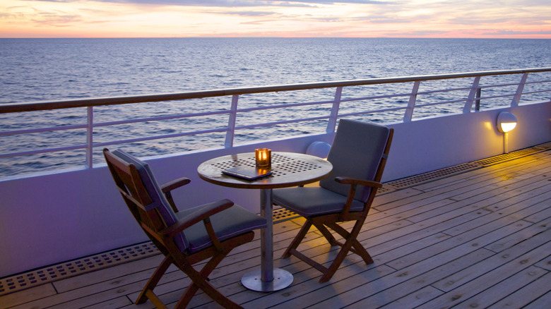 Candle on a cruise ship table