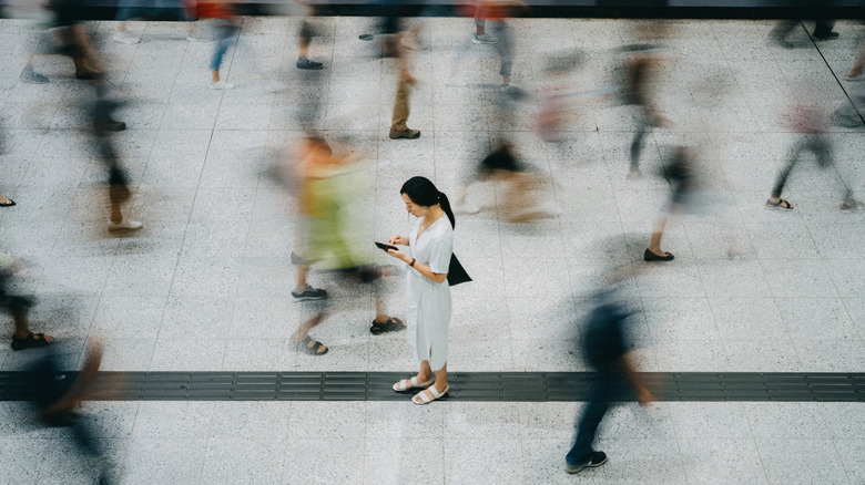 Person in a busy airport