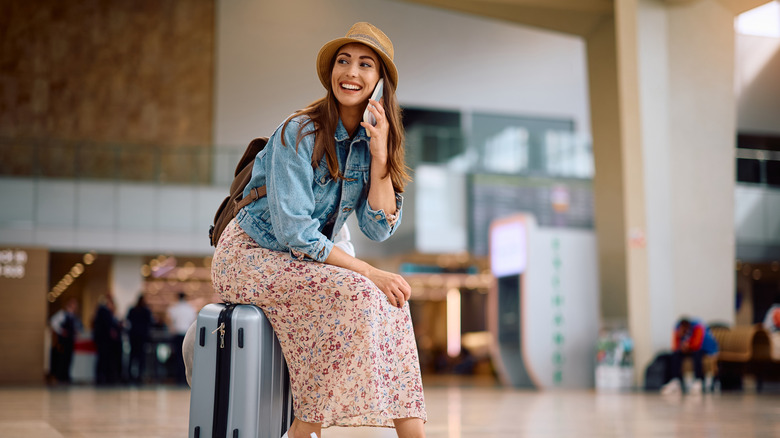 Woman on call at airport