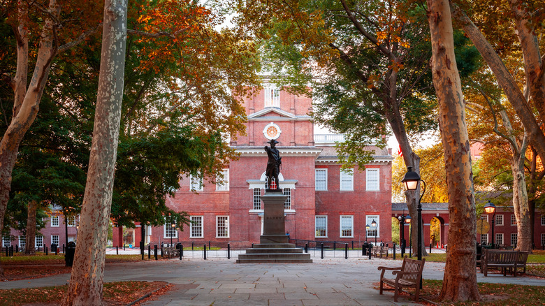 Independence Hall in fall