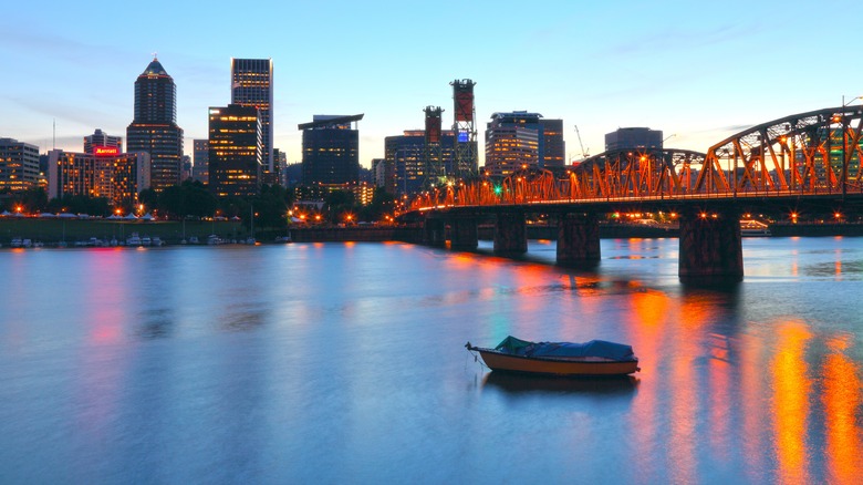 Portland skyline at dusk