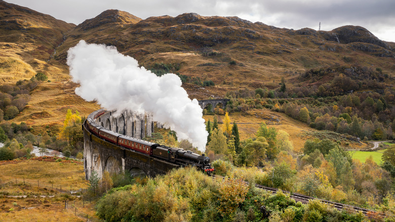 Jacobite Steam Train on viaduct