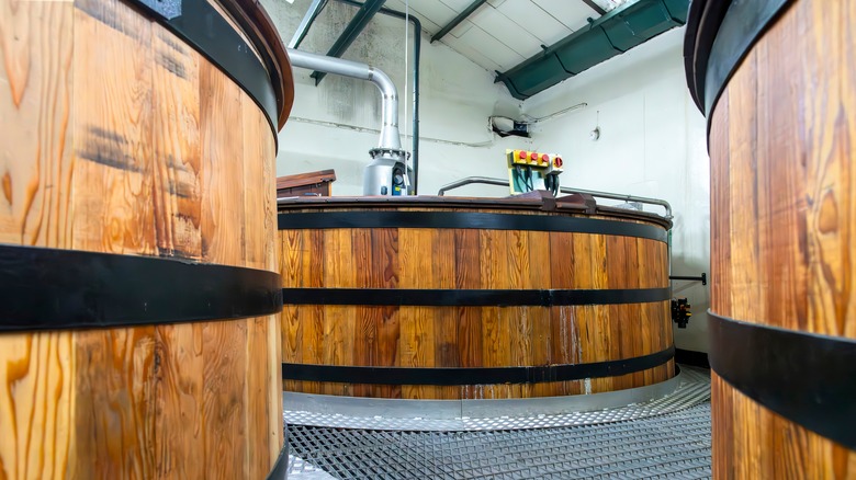 Fermentation tanks at Oban Distillery