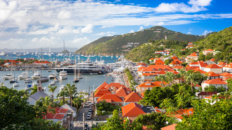 Yachts in St. Barts' harbor