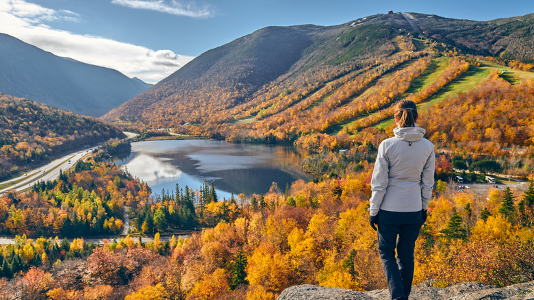 Franconia Notch State Park autumn hiker