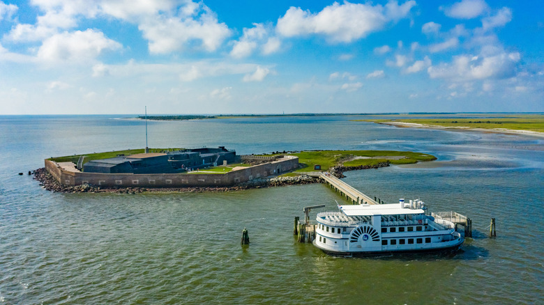 A ferry and fort