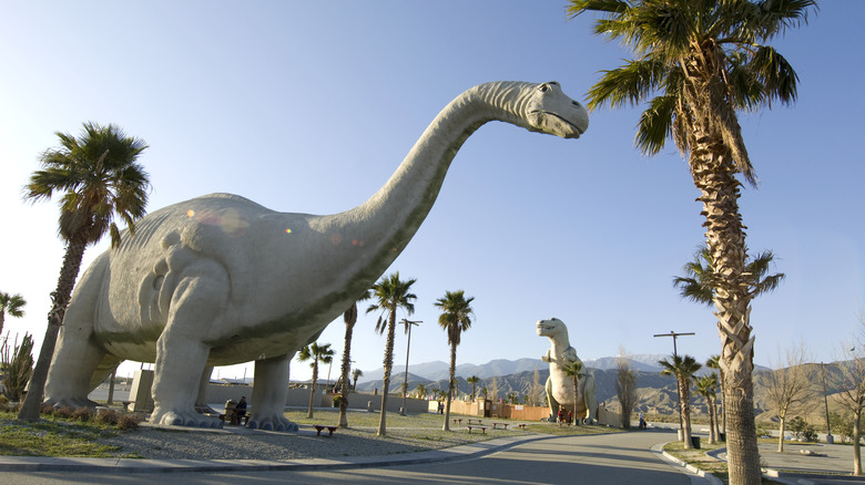 Cabazon dinosaurs on street