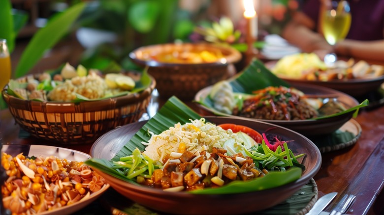 Dishes at Balinese feast