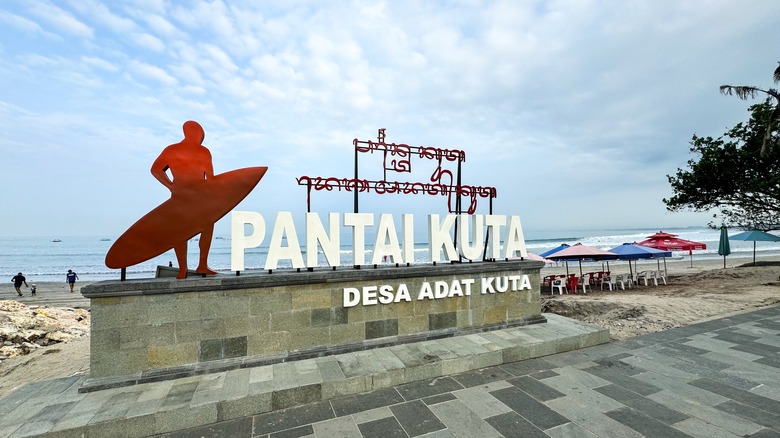 Sign for beach in Bali