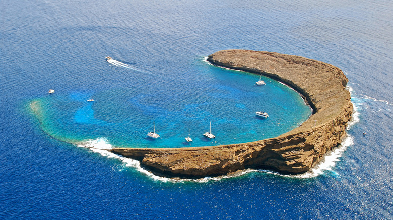 Hawaii's Molokini Crater from above