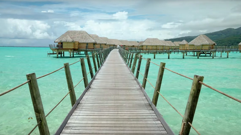 Overwater bungalows at Le Taha'a