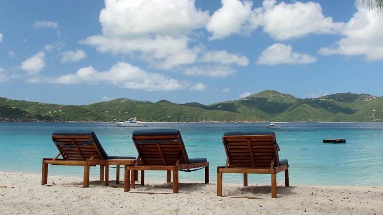 three beach chairs on Guana