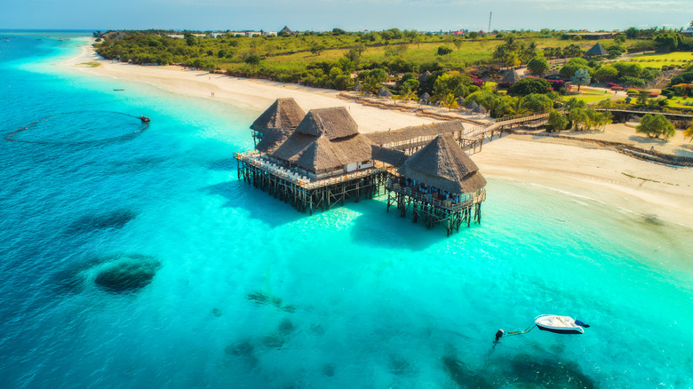 An overwater bungalow in Zanzibar