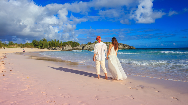 pink sands at Horseshoe Bay Beach