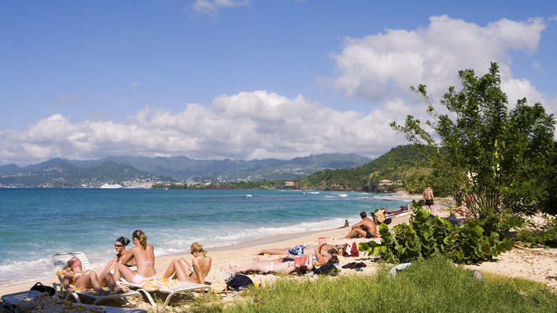 beachgoers on Grand Anse Beach