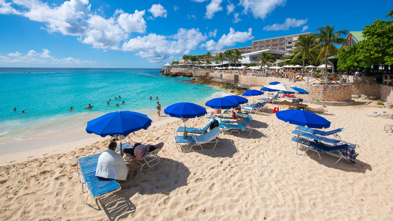 people lounging on Maho Beach