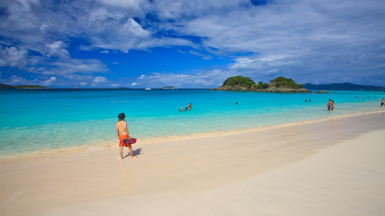 people at Trunk Bay Beach