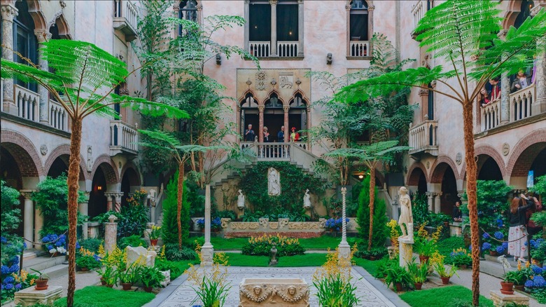 View of the museum courtyard with an Italian design and garden