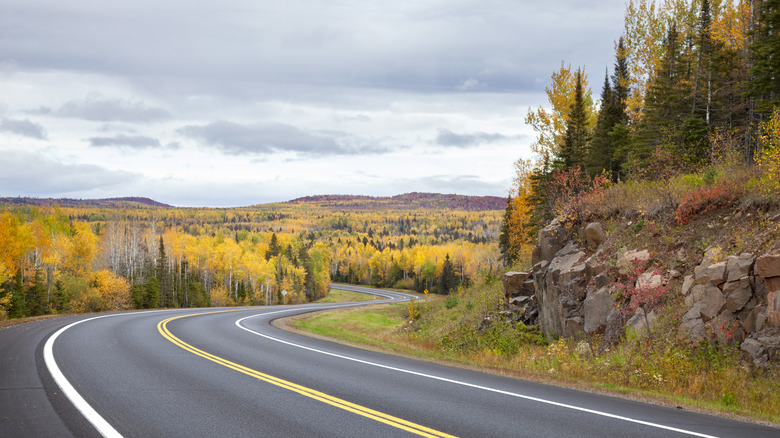 Minnesota road near fall scenery