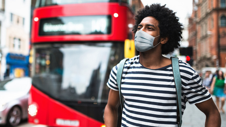 tourist with mask on