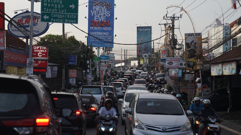 Congested streets in Canggu, Bali