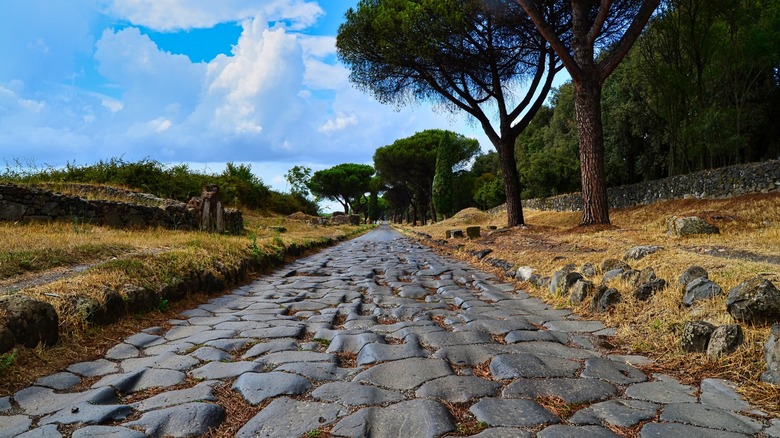 Roadway of Ancient Appian Way outside of Rome