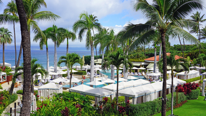 View of the pool and grounds of Four Seasons Resort Maui at Wailea