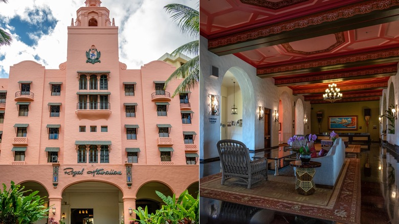 The Royal Hawaiian exterior/The Royal Hawaiian lobby