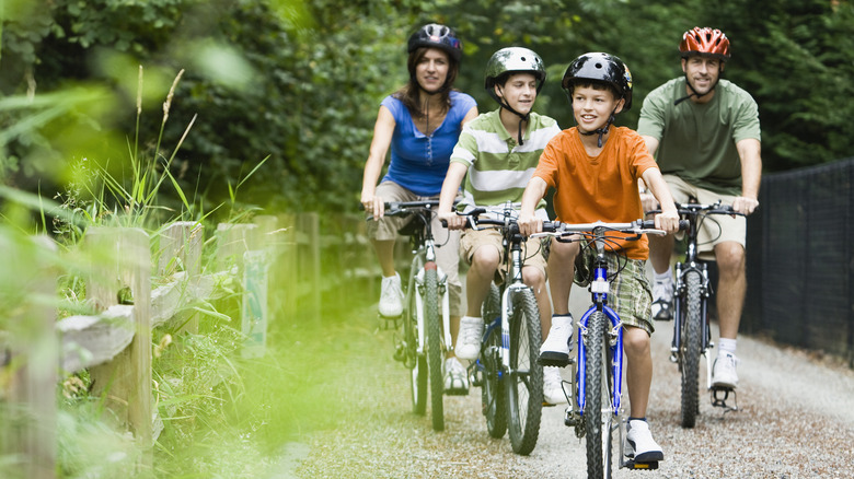 Family bike riding