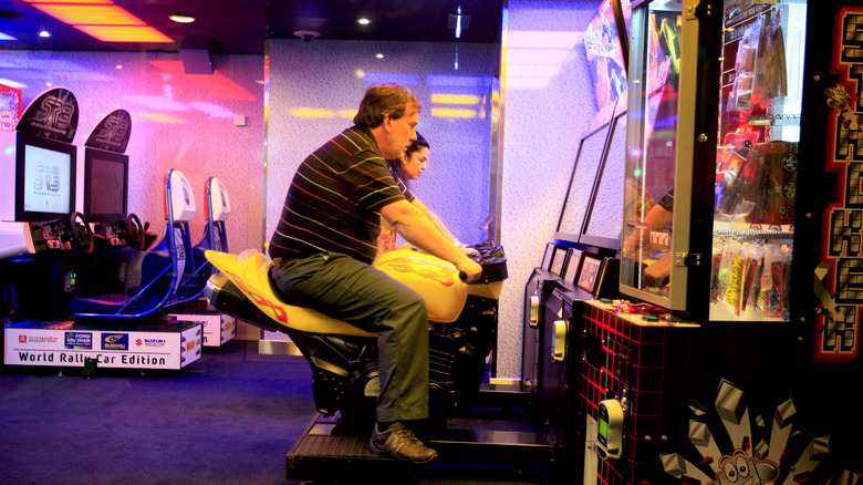 Passenger playing games on cruise ship 