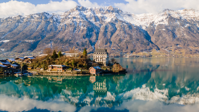 Winter on the lake in Iseltwald, Switzerland