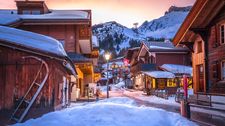 Streets of Murren, Switzerland in the winter