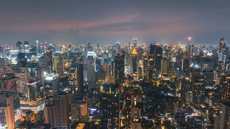 aerial Bangkok cityscape view